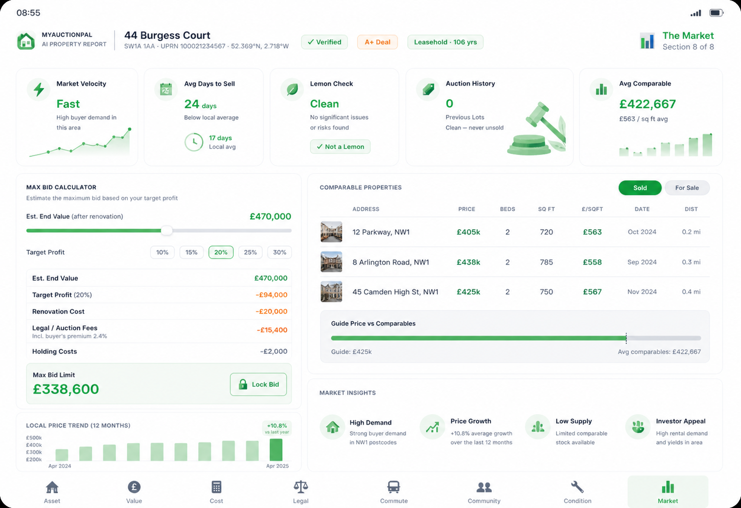 MyAuctionPal market intelligence on iPad